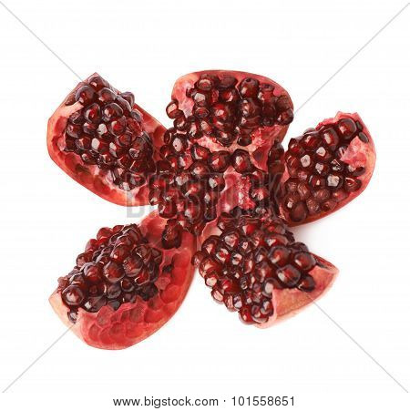 Split open pomegranate fruit