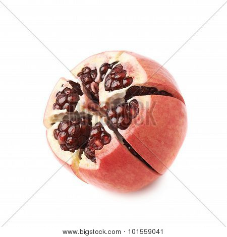 Cut in segments pomegranate isolated