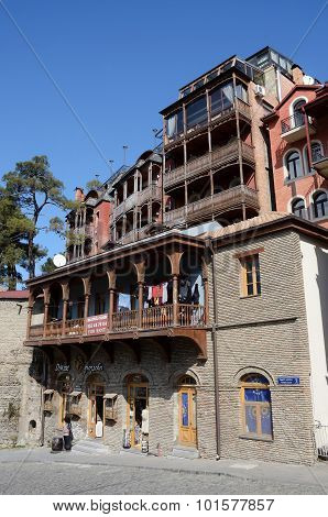 Traditional georgian architecture in Metekhi historic neighborhood of Tbilisi,Georgia