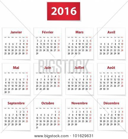 2016 French Calendar