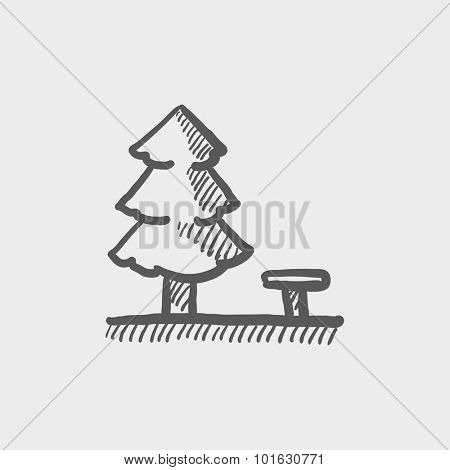 Landscape sketch icon for web, mobile and infographics. Hand drawn vector dark grey icon isolated on light grey background.