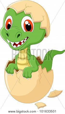 Cute dinosaur cartoon hatching