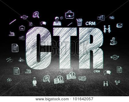 Finance concept: CTR in grunge dark room