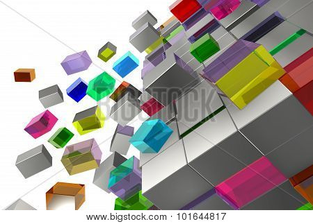a lot of bright and grey cubes