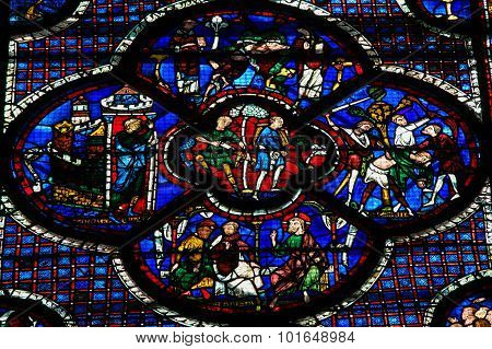Stained Glass At Chartres Cathedral