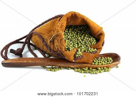green bean in the leather bag
