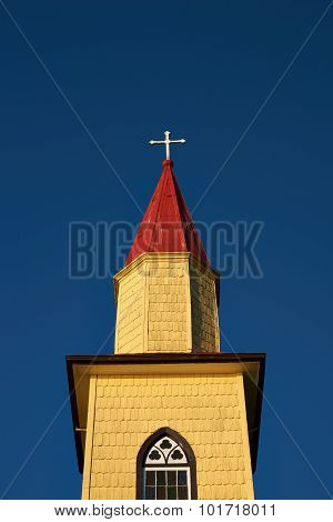 Yellow Church in the Chilean Lake District