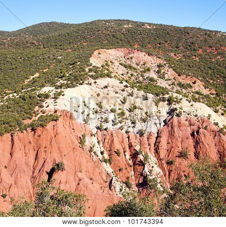 The    Dades Valley In Atlas Moroco Africa Ground Tree  And Nobody
