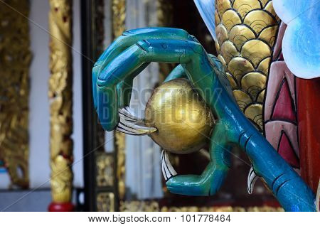 China Dragon Clawed Foot, Chinese Temple In Thailand.