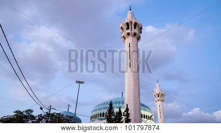 King Abdullah Mosque At Night In Amman, Jordan