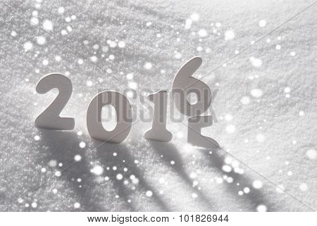 White Christmas Word 2015 2016 On Snow, Snowflakes