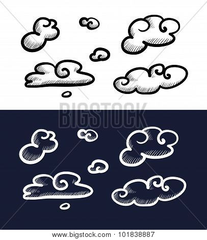 Cartoon Clouds On White Background