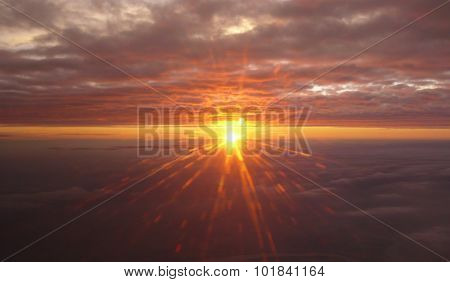 Sunset between clouds