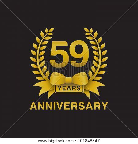 59th anniversary golden wreath logo black background