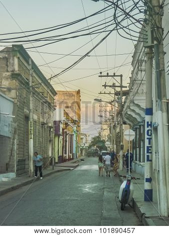 Urban Sunset Scene In Santa Marta Colombia