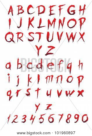 Set of big and small letters and figures