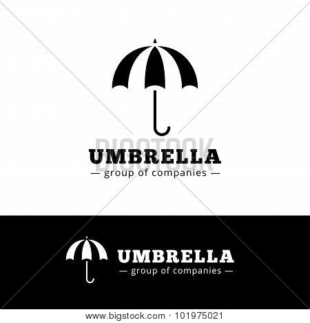 Vector minimalistic black umbrella logo. Simple logotype