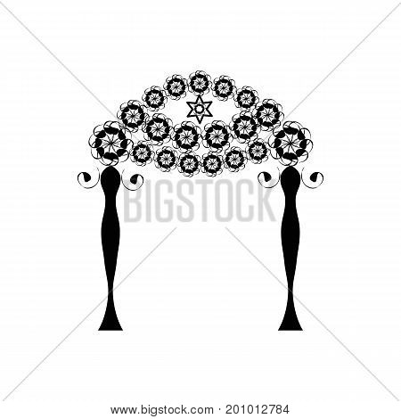 Vintage graphic Chuppah. Religious Jewish wedding canopy for. Vector illustration on isolated background.