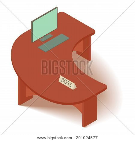 Computer table icon. Isometric illustration of computer table vector icon for web