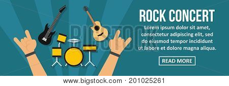 Rock concert banner horizontal concept. Flat illustration of rock concert banner horizontal vector concept for web