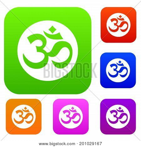 Symbol Aum set icon in different colors isolated vector illustration. Premium collection