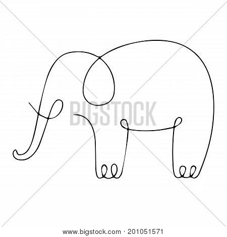 One line elephant design silhouette. Hand drawn minimalism style illustration