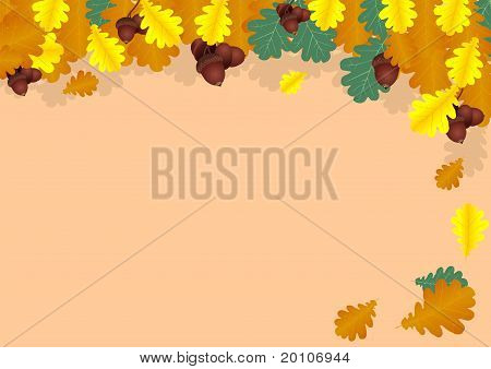 Herbst Collage aus Eichenlaub und Eicheln