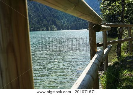 Lake Haldensee in Tyrolean Alps Tannheim Austria