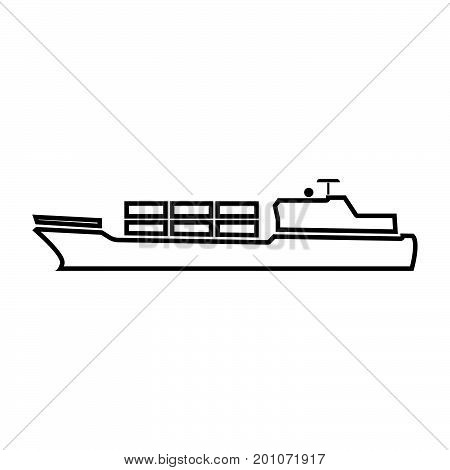 Merchant Ship Black Color Icon .