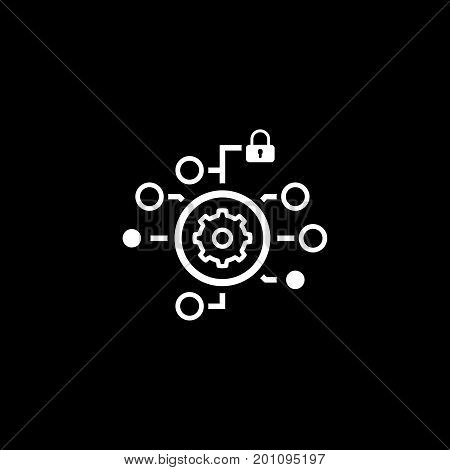 Security Settings Icon. Isolated Illustration. App Symbol or UI element. Gear in Circle with Radio Buttons and Padlock.
