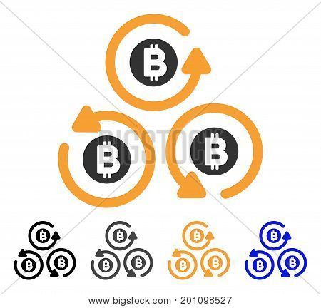 Bitcoin Mixer Rotation icon. Vector illustration style is flat iconic symbol with black, grey, orange, blue color variants. Designed for web and software interfaces.