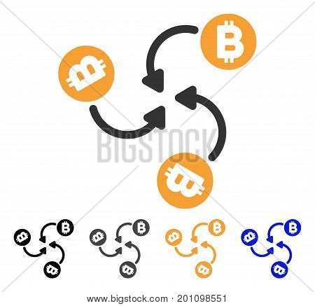 Bitcoin Mixer Swirl icon. Vector illustration style is flat iconic symbol with black, gray, orange, blue color variants. Designed for web and software interfaces.
