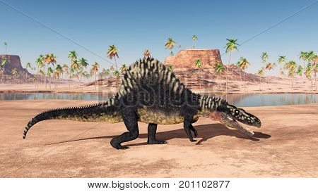 Computer generated 3D illustration with the archosaur Arizonasaurus