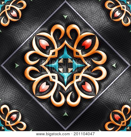 3D Render Of Pattern Seamless Leather Tile