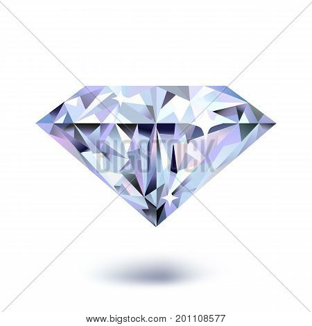 Expensive Diamond. Shiny brilliant beautiful gem. Beauty and richness symbol. Vector illustration.