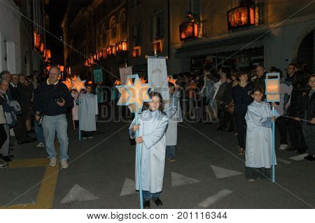 The Annual Procession To Jesus Christ At Easter In Mendrisio