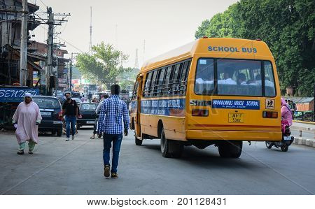 Local Bus On Street In Srinagar, India