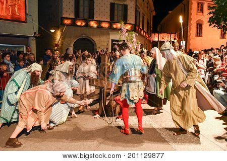 Annual Procession Of The Crucifixion Of Jesus Christ At Easter
