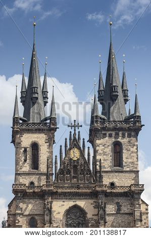 Ancient castle in Prague, Czech Republic. Fairy-tale castle.