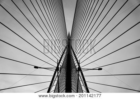 Modern bridge architecture at Putrajaya on a black and white