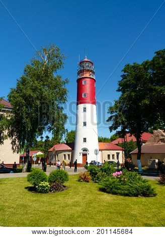 Baltijsk, Russia - July 30, 2017: Lighthouse Pillau summer sunny day time landscape
