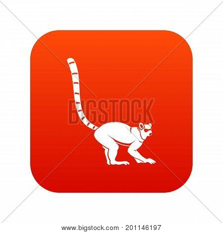 Lemur monkey icon digital red for any design isolated on white vector illustration