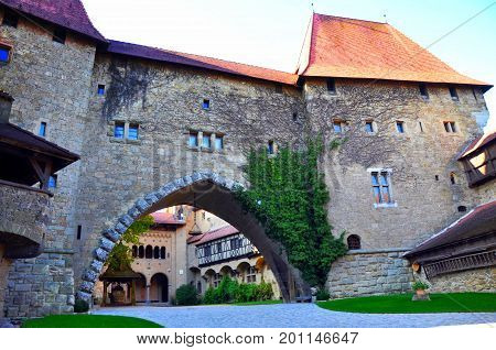 Leobendorf Austria - September 20 2016: Kreuzenstein castle - imitating medieval Gothic style burg in lower Austria