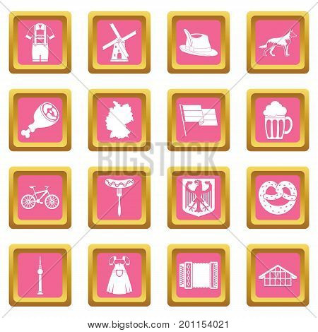 Germany icons set in pink color isolated vector illustration for web and any design