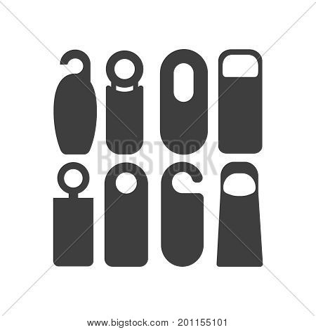 Door knob hangers set isolated on white background. Hanger mockup for Your design, different forms. Vector Illustration