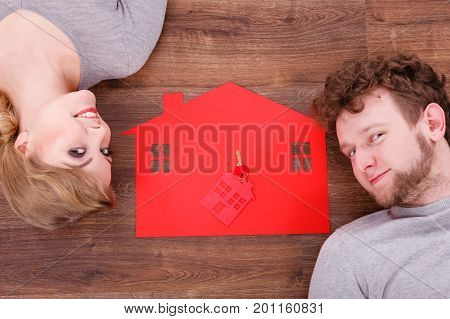 Just Married Lying On Floor.