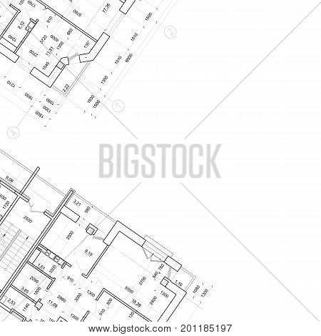 Part of abstract architectural project on the white background