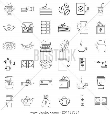 Bean icons set. Outline style of 36 bean vector icons for web isolated on white background