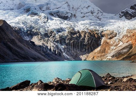 Beautiful mountains landscapes in Cordillera Huayhuash, Peru, South America