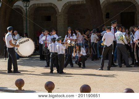 ABADIA, AMARES, PORTUGAL - August 15, 2017: Traditional religious procession of Senhora da Abadia in Amares, Portugal